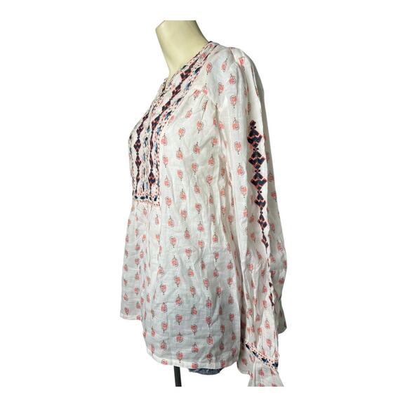 Sundance Catalog Embroidered Floral Blouse White/Pink Women's XS Boho Summer - Picture 4 of 8